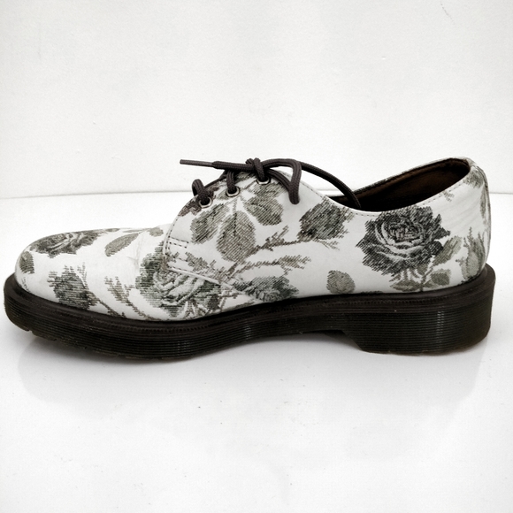 Dr. Martens Shoes - Dr. Martens White Rose Floral 3 Eye Oxfords 9